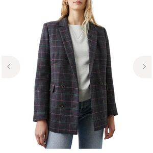 RAILS JAC BLAZER - GRAPHITE CHAMBRAY/PINK Women's Plaid Blazer XS NWT
